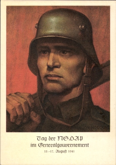 Künstler Ak Hoeck, W., Krakau, Tag der NSDAP im Generalgouvernement 1941, Wehrmachtsoldat