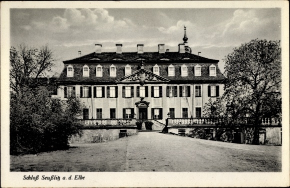 Ak Diesbar Seußlitz Nünchritz an der Elbe, zicht op het kasteel