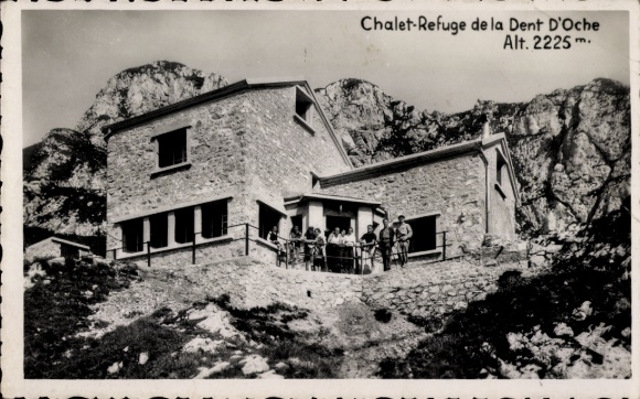 Postcard Bernex Haute Savoie, Dent d'Oche, refuge