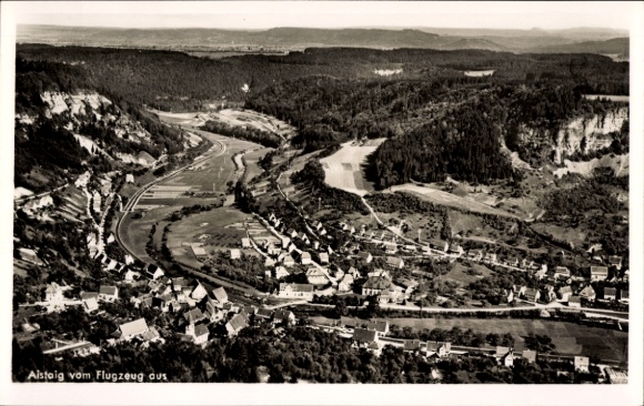 Ak Aistaig Oberndorf am Neckar Schwarzwald, Fliegeraufnahme