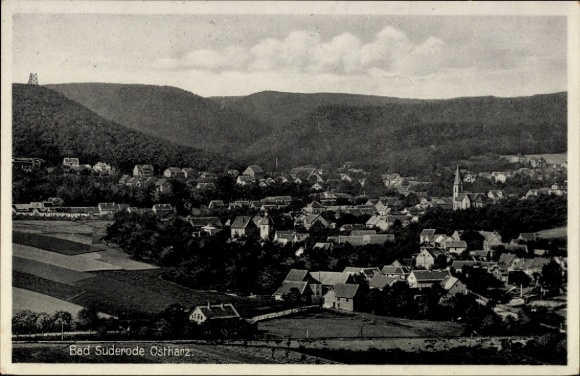 Postcard Bad Suderode Quedlinburg in the Harz Mountains, landscape photo, Eastern Harz, church, houses