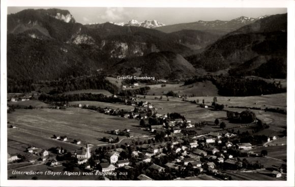 Postcard Unterwössen in Upper Bavaria, aerial photograph