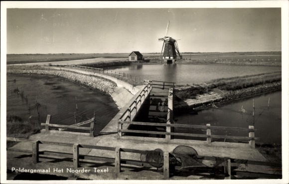 Postcard Texel North Holland Netherlands, Poldergemaal, Het Noorder Texel