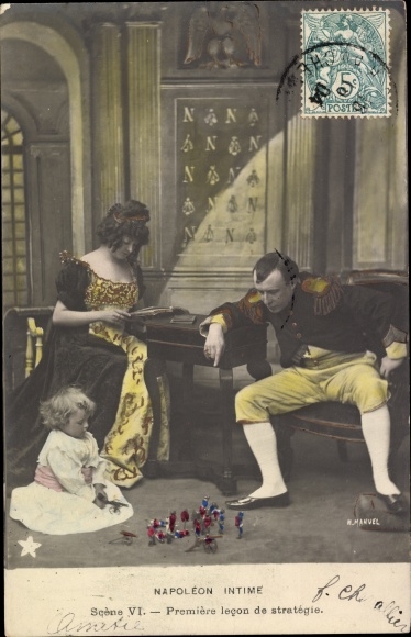Postcard Napoleon Intime, Scene VI, First strategy lesson