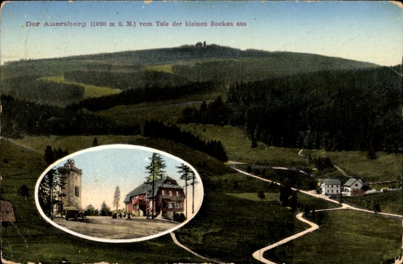 Postcard Wildenthal Eibenstock in the Ore Mountains, view of the Auersberg with restaurant