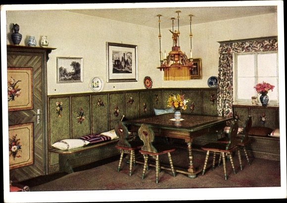Postcard Obersalzberg Berchtesgaden in Upper Bavaria, Haus Wachenfeld, interior view
