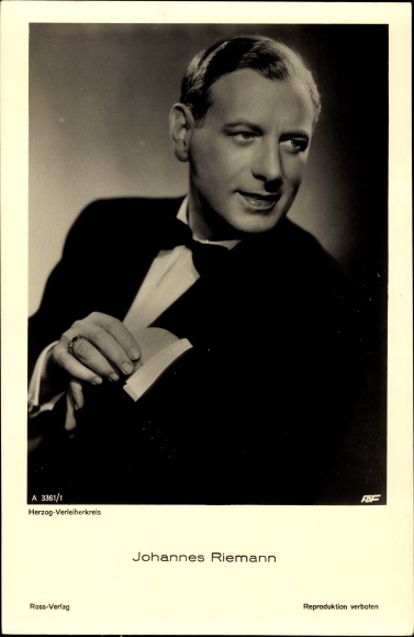Postcard actor Johannes Riemann, Ross Verlag A 3361 1