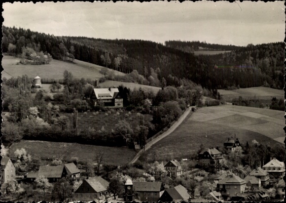 Postcard Schwarzenberg in the Ore Mountains Saxony, partial view, holiday home