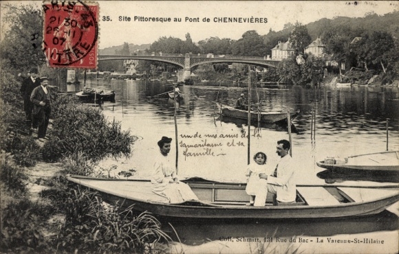 Ak Chennevières sur Marne Val de Marne, Pittoreske Boots Szene, Pont de  Freizeitaktivität, Natur