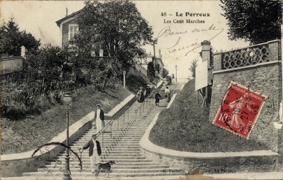 Ak Le Perreux sur Marne Val de Marne, Les Cent Marches