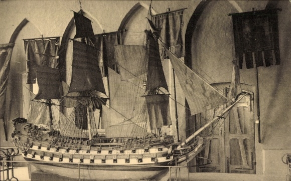 Ak Gand Gent Oost-Vlaanderen, Archeologisch Museum, scheepsmodel uit 1767