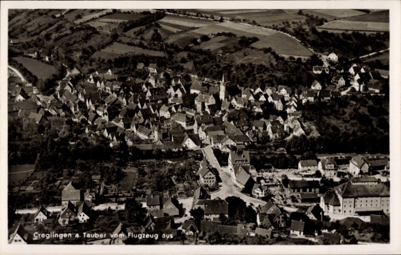 Postcard Creglingen an der Tauber, aerial photograph