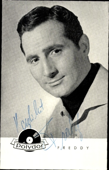 Postcard singer and actor Freddy, Freddy Quinn, portrait, autograph