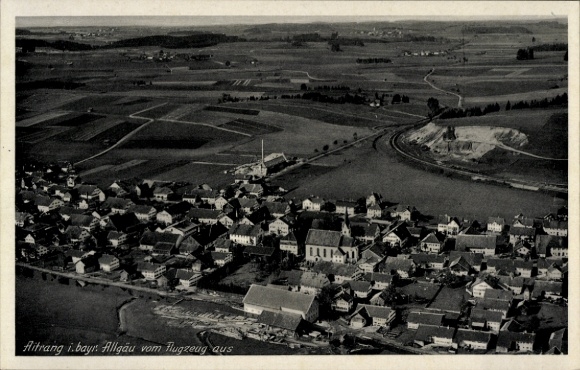 Postcard Aitrang in Swabia, aerial photograph