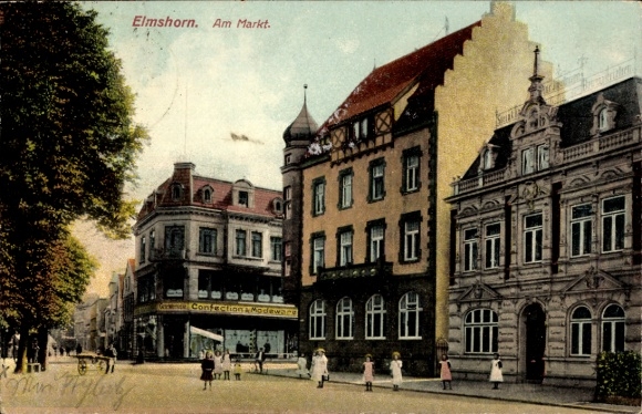 Ak Elmshorn in Holstein, Markt, Konfektions- und Modewaren