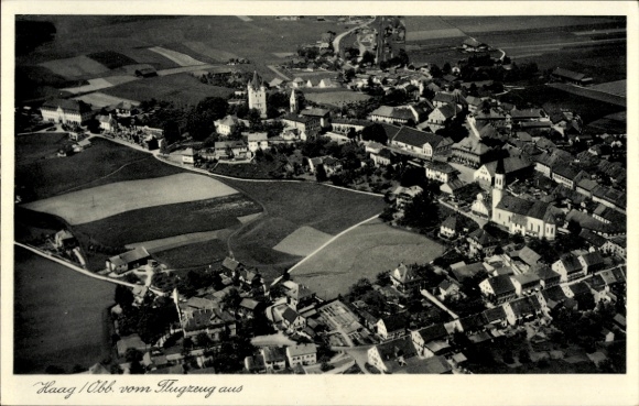 Postcard Haag in Oberbayern, aerial photograph