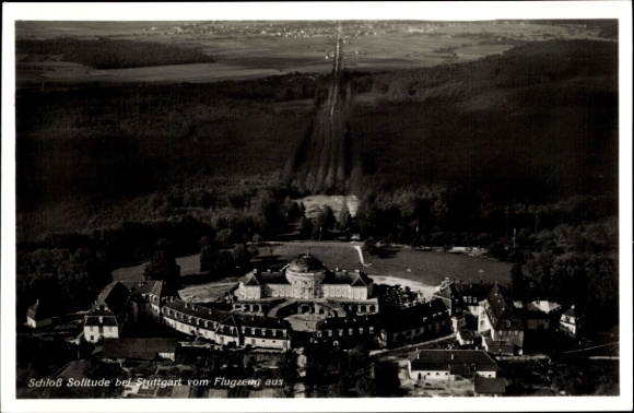 Postcard Stuttgart, Schloss Solitude, aerial photograph