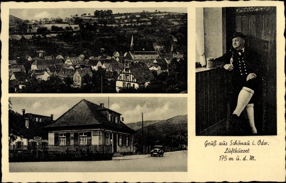 PC Schönau im Odenwald, restaurant at the train station, view of the town