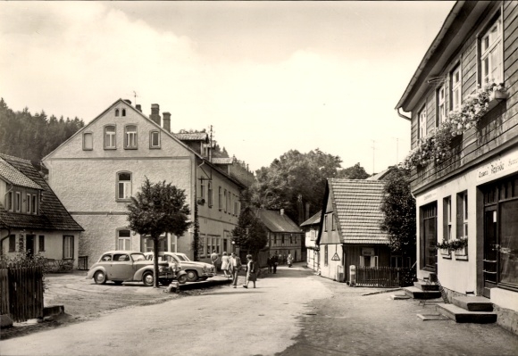 Postcard Altenbrak Thale im Harz, HO Hotel Bodeheim, Hütteplatz, Friseur