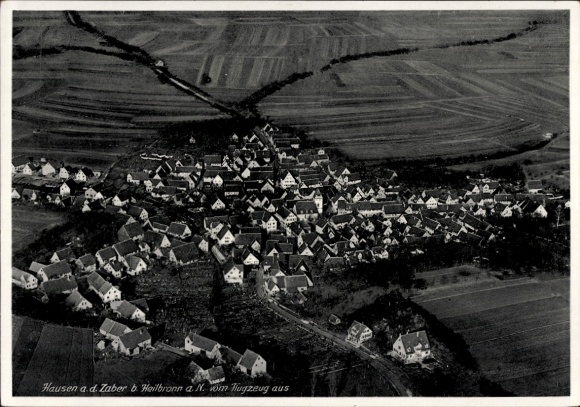Postcard Hausen ad Zaber Brackenheim, aerial photograph of the village