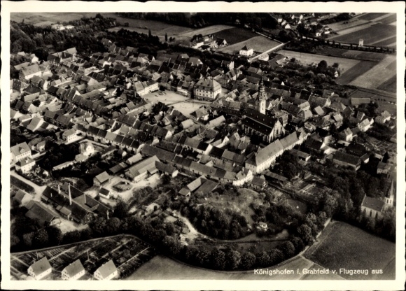Postcard Bad Königshofen im Grabfeld Lower Franconia, aerial view of Königshofen, city view, buildings,