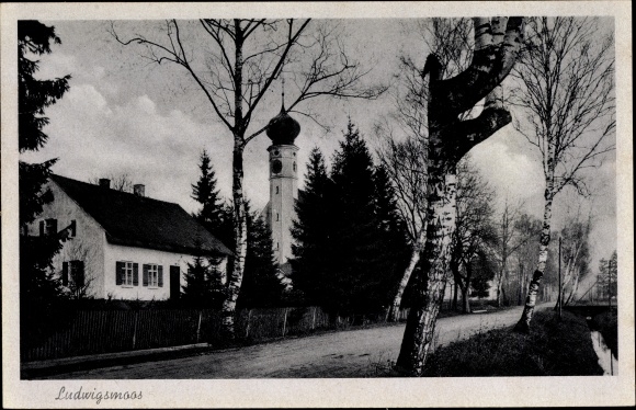 Postcard Ludwigsmoos Königsmoos in Upper Bavaria, street section