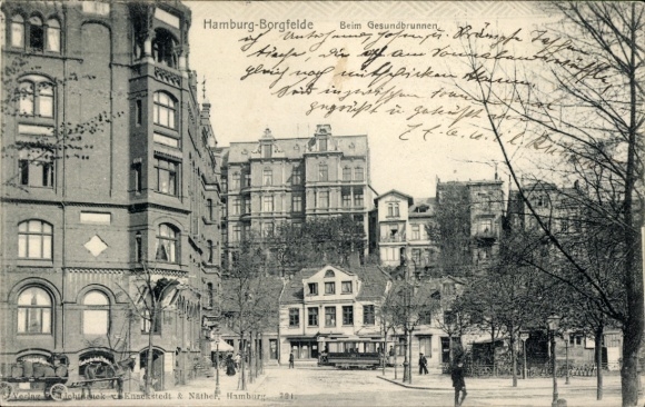 Ansichtkaart Hamburg Mitte Borgfelde, straatgebied nabij Gesundbrunnen
