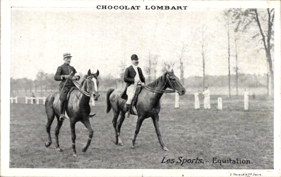 Ak Les Sports, Equitation, Reklame, Chocolat Lombart
