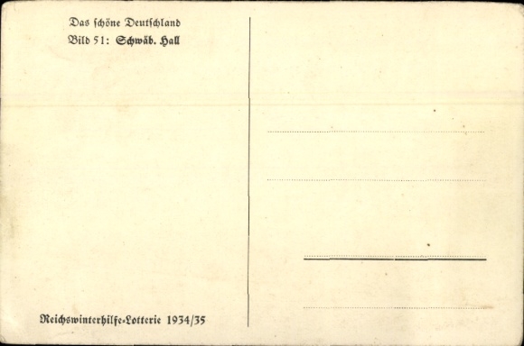 Postcard Schwäbisch Hall in Baden Württemberg, Panorama of the town, WHW The beautiful Germany 51
