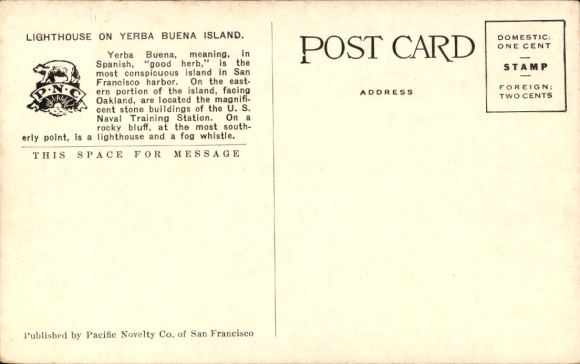 Postcard Yerba Buena Island San Francisco California USA, lighthouse