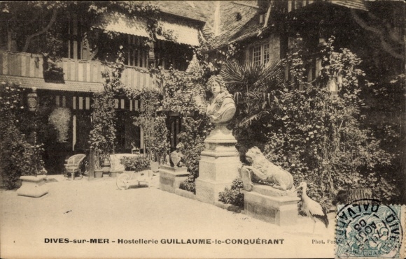 Ak Dives sur Mer Calvados, Hostellerie Guillaume le Conquerant, Büste