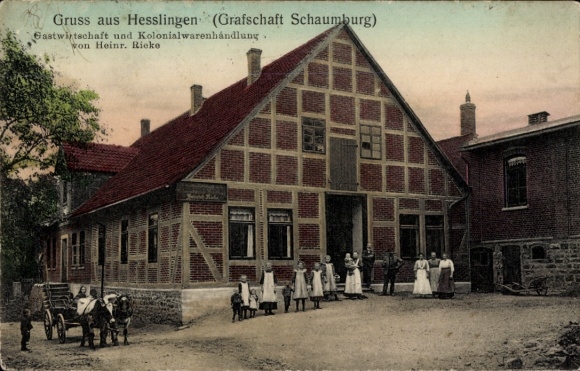 Postcard Heßlingen Hessisch Oldendorf an der Weser, Inn