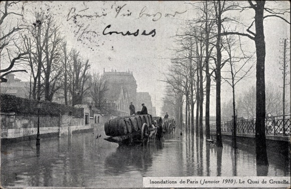Ansichtkaart Paris XV, Le Quai de Grenelle, Inondations 1910