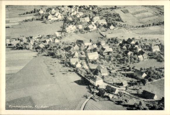 Postcard Pommertsweiler Abtsgmünd Ostalbkreis, aerial photograph