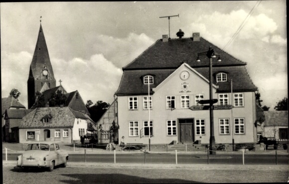 Postcard Neubukow Mecklenburg, town hall, church