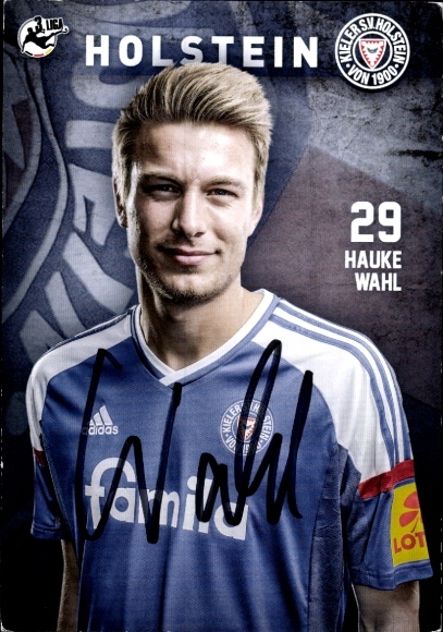 Karta autografu piłkarza Hauke Wahl, Holstein Kiel, autograf