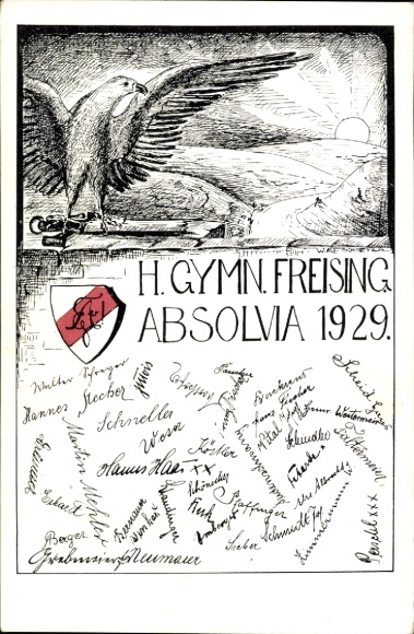 Studentika Postcard Freising in Upper Bavaria, Completion 1929
