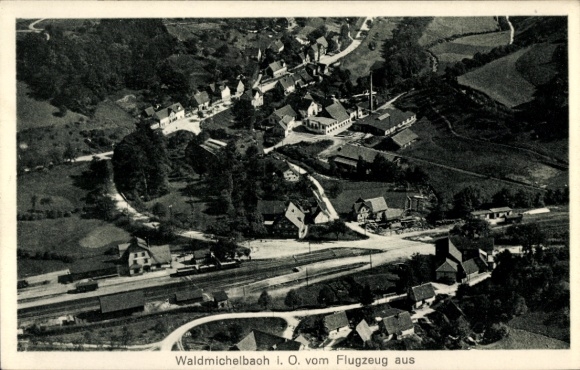 Postcard Wald Michelbach Odenwald, aerial photograph
