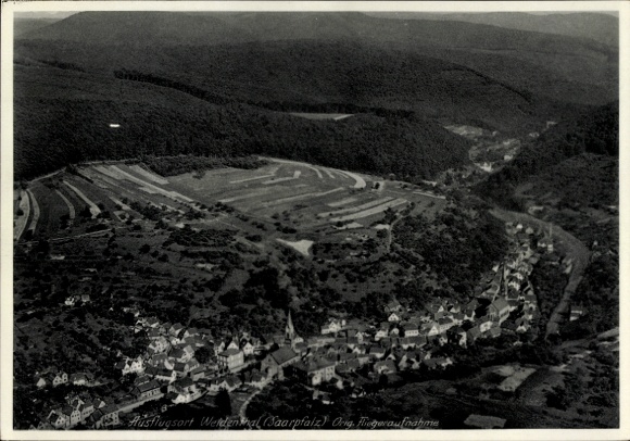 Postcard Vorder Weidental Vorderweidenthal in the Palatinate, aerial photograph