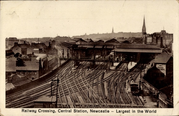 PC Newcastle upon Tyne England, railway crossing, Central Station