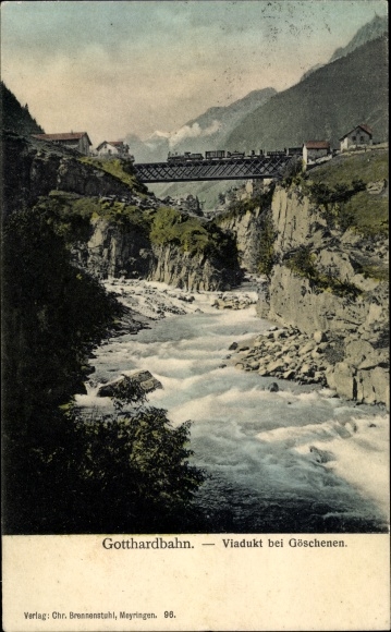 Postcard Gotthardbahn, viaduct at Göschenen Kt. Uri Switzerland