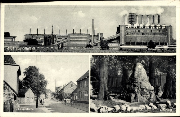 Postcard Offleben Helmstedt in Lower Saxony, Schwelwerk, memorial, main street