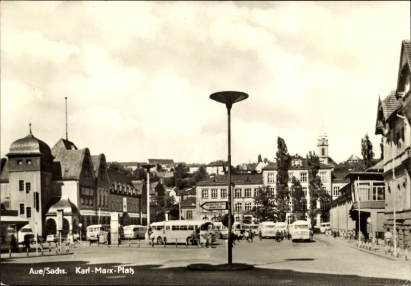 Ak Aue im Erzgebirge Sachsen, Karl Marx Platz
