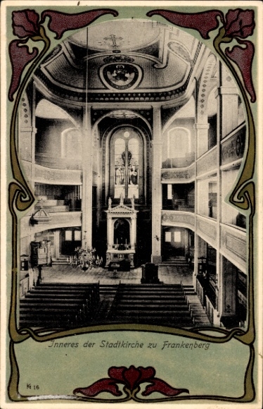 Jugendstil Ak Frankenberg in Sachsen, Stadtkirche, Innenansicht