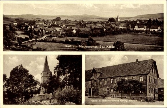 KP Niedermeiser Liebenau Hesja, widok całkowity, kościół, budynek gościnny i biurowy Georg Neutze