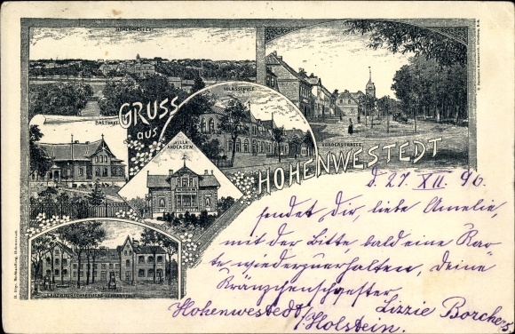 Chromo-Litho Hohenwestedt in Schleswig Holstein, Villa Andersen, pastorate, agricultural school
