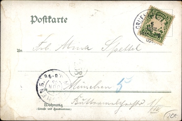 Chromo-Litho Grünwald in the Munich Upper Bavaria district, Grünwald Castle, Isar Valley