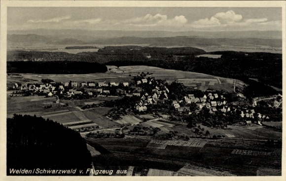 Postcard Weiden Dornhan Baden Württemberg, aerial photograph