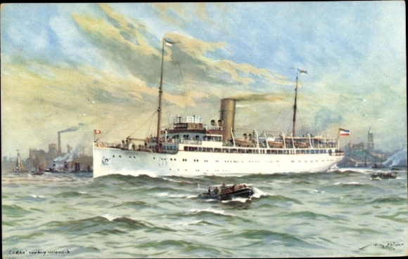 Artist Postcard Stöwer, Willy, HAPAG steamer Cobra, Seaside resort service