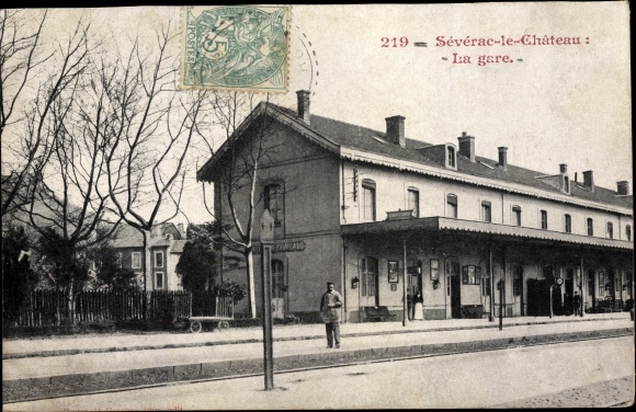 Postcard Sévérac le Chateau Aveyron, The Train Station